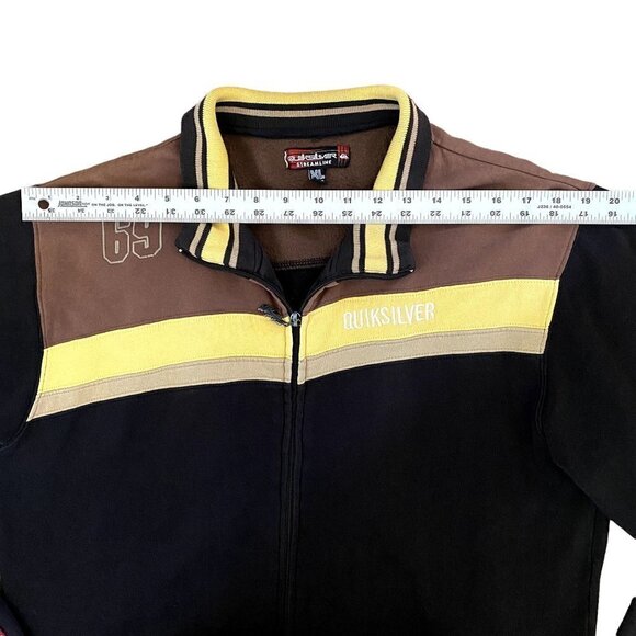Quick Silver Streamline Zip Up Varsity Jacket | Black, Yellow & Brown | Size XL - Picture 6 of 10